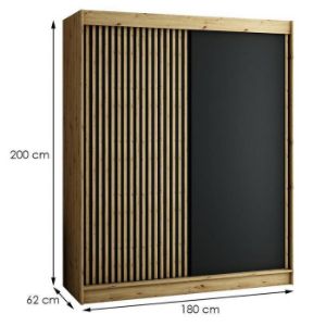 Obrazek Szafa Lamelo 180 Dąb Artisan/Czarny