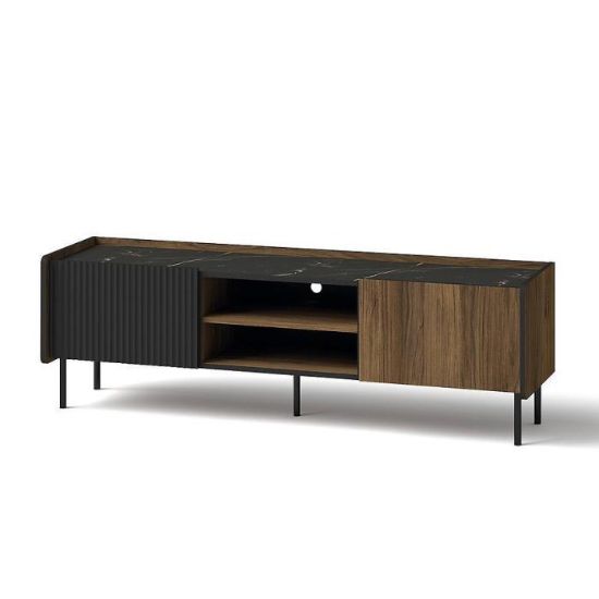 Obrazek Komoda RTV Prestigo P7 2d Orzech War/San Seb/Czarny Mat