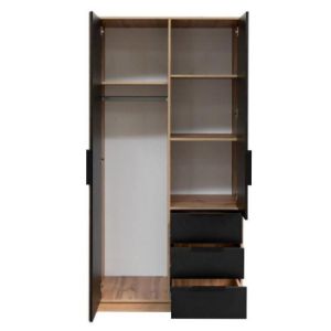 Obrazek Szafa Bali D2 lux czarny/wotan/lustro