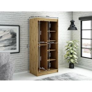 Obrazek Szafa Halifax Y2 100 Dąb Artisan/Czarny/Lustro