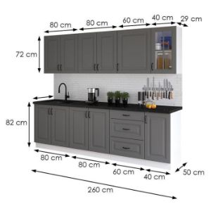 Obrazek Kuchnia Stilo dustgrey/biały 260 bez blatu