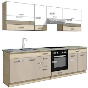 Obrazek Kuchnia Premio 260 zestaw C plus z blatem (1,9M/0,7M) sonoma/biały 