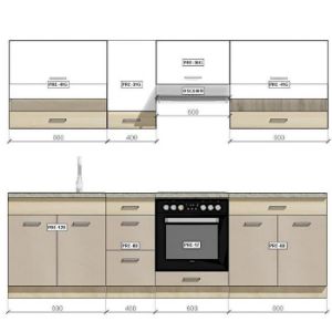 Obrazek Kuchnia Premio 260 zestaw C plus z blatem (1,9M/0,7M) sonoma/biały 
