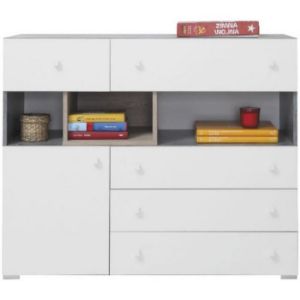 Komoda Sigma 110 SI12 beton/biały/dąb