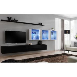Meblościanka Switch XVII szkło + LED Czarny/Biały