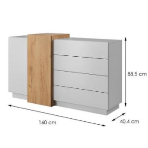 Obrazek  Komoda 3d F Biały/Dąb Craft Złoty 