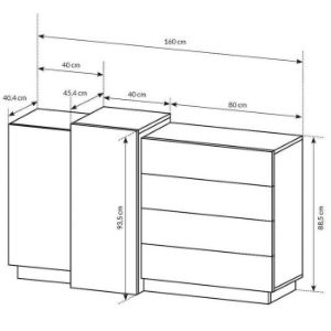 Obrazek  Komoda 3d F Biały/Dąb Craft Złoty 