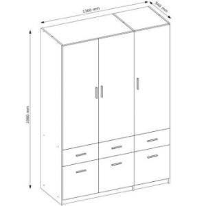 Obrazek Szafa Snow 04 3-D 6-S Wellington/Grafit 