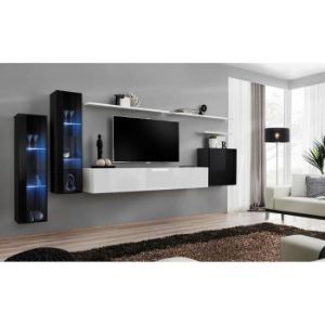 Meblościanka Switch Szkło+LED XI Czarny/Biały