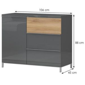 Obrazek Komoda 1d3s Onyx k13/on pacific walnut/anthracit