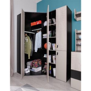 Obrazek Szafa Planet Pl2 L/P Czarny/Dąb/Beż