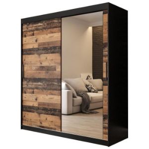 Szafa Old Wood T2 180 Czarny/Old Style/Lustro