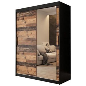 Szafa Old Wood T2 150 Czarny/Old Style/Lustro