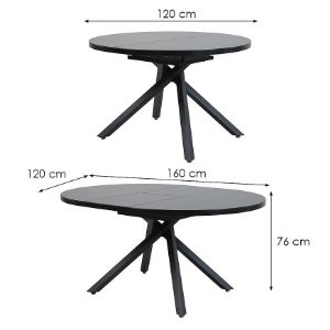 Obrazek  Stół Draco B10038-120(160)X120 czarny mat 