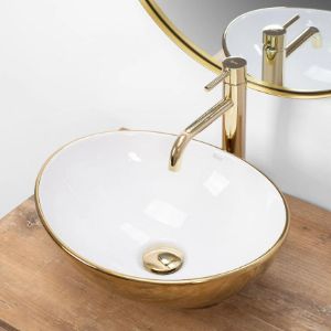Obrazek Umywalka nablatowa Sofia Gold/White