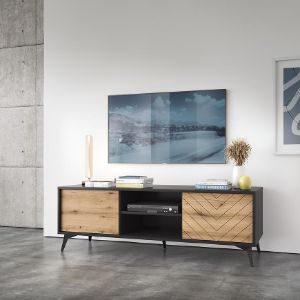 Obrazek Szafka RTV Diamond RTV154 dąb evoke/czarny
