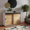 Obrazek Komoda Retro 120 Biały/Craft + Czarne Uchwyty