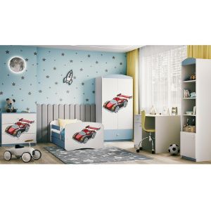 Obrazek Łóżko dziecięce z materacem i szufladą Babydreams Niebieski 80x160 Auto