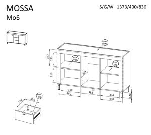 Obrazek Komoda dwudrzwiowa Mossa MO6 z szufladami dąb whisky/czarny mat
