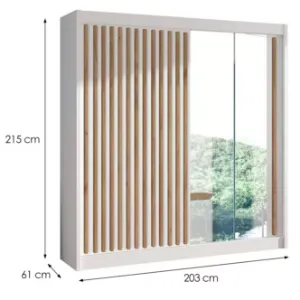 Obrazek Szafa Ladder 203 biały/lamele dąb craft