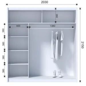 Obrazek Szafa Ladder 203 biały/lamele dąb craft