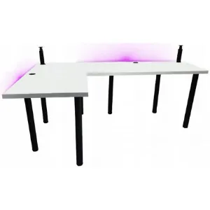 Obrazek Biurko Gamingowe Narożne Low Białe 180x120x3.6 Model 3