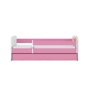 Obrazek Łóżko Dziecięce Babydreams+Sz+M Różowe 70x140 Miś Kwiatki