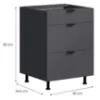 Obrazek Szafka Kuchenna Loft II D60 3SZ METALBOX grafit
