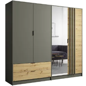 Obrazek Szafa Rimini 4d2s Szary/Dąb Artisan
