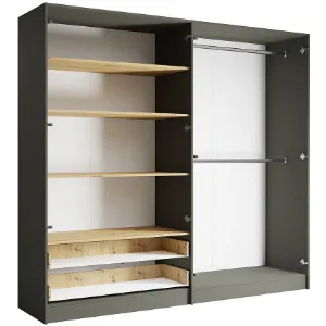 Obrazek Szafa Rimini 4d2s Szary/Dąb Artisan