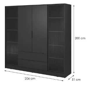 Obrazek Szafa Kelly 4D RD czarny z led