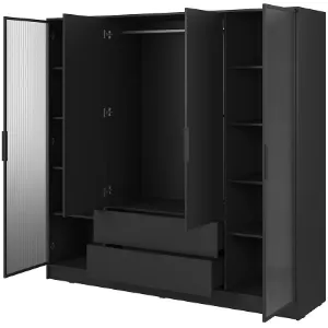 Obrazek Szafa Kelly 4D RD czarny z led