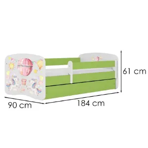 Obrazek Łóżko dziecięce Babydreams+SZ+M zielony 80x180 balonik