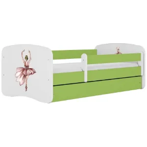 Obrazek Łóżko dziecięce Babydreams+SZ+M zielony 80x160 baletnica
