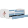 Obrazek Łóżko dziecięce Babydreams+SZ+M niebieski 80x180 baletnica