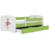 Obrazek Łóżko dziecięce Babydreams+SZ+M zielony 80x180 baletnica