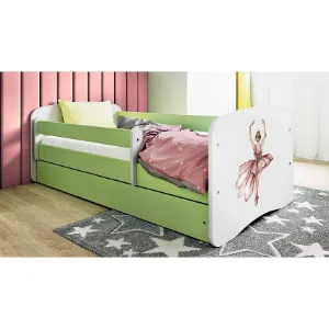 Obrazek Łóżko dziecięce Babydreams+SZ+M zielony 80x180 baletnica
