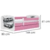 Obrazek Łóżko dziecięce Babydreams+SZ+M różowy 70x140 auto