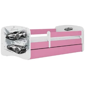Łóżko dziecięce Babydreams+SZ+M różowy 80x160 auto