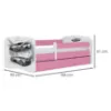 Obrazek Łóżko dziecięce Babydreams+SZ+M różowy 80x180 auto