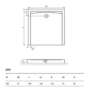 Obrazek Brodzik Forma Compakt 800X800X110 BREX.FOR08WHC