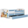 Obrazek Łóżko dziecięce Babydreams+SZ+M niebieski 70x140 zwierzęta