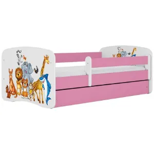 Łóżko dziecięce Babydreams+SZ+M różowy 80x160 zwierzęta