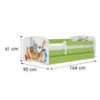 Obrazek Łóżko dziecięce Babydreams+SZ+M zielony 80x160 zwierzęta