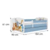 Obrazek Łóżko dziecięce Babydreams+SZ+M niebieski 80x180 zwierzęta