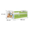 Obrazek Łóżko dziecięce Babydreams+SZ+M zielony 80x180 zwierzęta