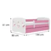 Obrazek Łóżko dziecięce Babydreams+SZ+M różowy 70x140 tańczące króliczki