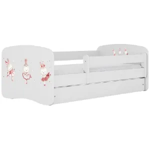 Łóżko dziecięce Babydreams+SZ+M biały 80x160 tańczące króliczki