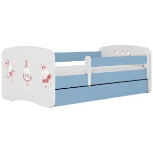 Łóżko dziecięce Babydreams+SZ+M niebieski 80x160 tańczące króliczki