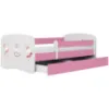 Obrazek Łóżko dziecięce Babydreams+SZ+M różowy 80x160 tańczące króliczki